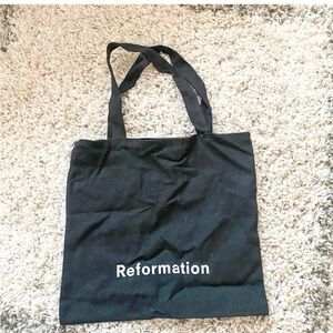 Reformation canvas tote bag, never used, black & white, 12 x 13 inches